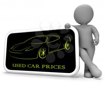 Used Car Prices Phone Showing Second Hand Auto Values 3d Rendering