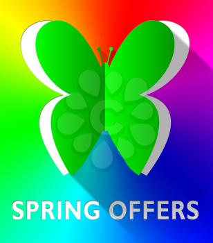Spring Offers Butterfly Cutout Shows Bargain Offers 3d Illustration