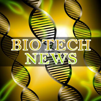 Biotech News Helix Shows Biotechnology Media 3d Illustration