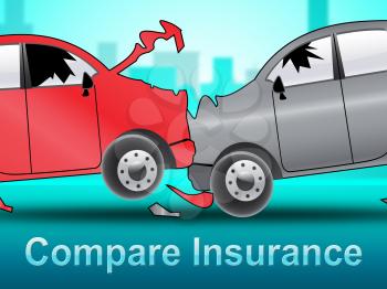 Compare Insurance Crash Shows Car Policy 3d Illustration