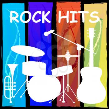 Rock Hits Drum Kit Representing Sound Track And Pop