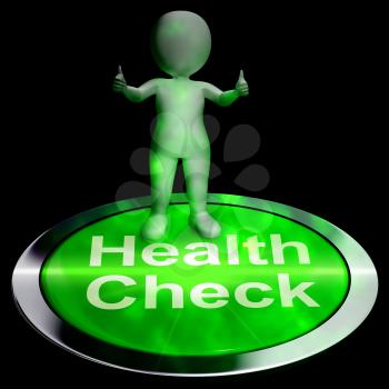 Health Check Button Showing Medical Condition Examinations 3d Rendering
