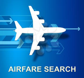 Airfare Search Plane With Arrows Shows Finding Flights 3d Illustration