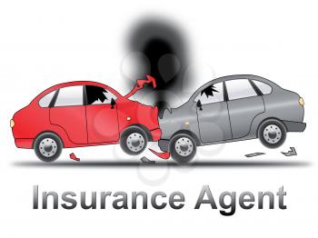 Auto Insurance Agent Crash Shows Car Policy 3d Illustration