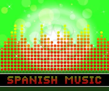 Spanish Music Graphic Equalizer Represents Latin American And Guitar