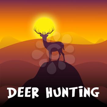 Deer Hunting Mountain Scene Shows Hunt Tour 3d Illustration