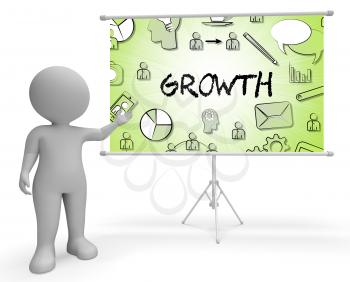 Growth Icons Representing Improve Rising And Growing 3d Illustration