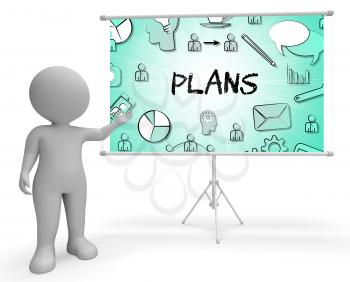 Plans Icons Sign Meaning Reminder Target And Organizing 3d Illustration