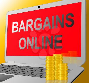 Bargains Online Laptop Message Shows Internet Deal 3d Illustration