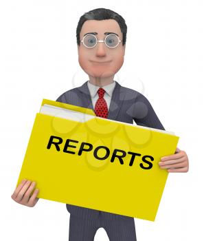 Reports Character Holding Folder Represent Reported Information 3d Rendering