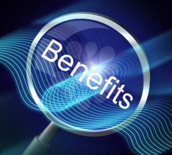 Benefits Magnifier Representing Searching Perks And Perk 3d Rendering