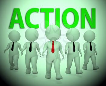 Action Businessmen Character Indicating Motivation Entrepreneur 3d Rendering