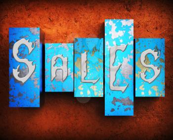 Sales Word Showing E-Commerce Retail 3d Illustration