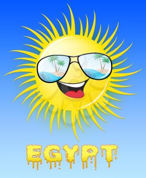 Egypt Sun With Glasses Smiling Means Sunny 3d Illustration