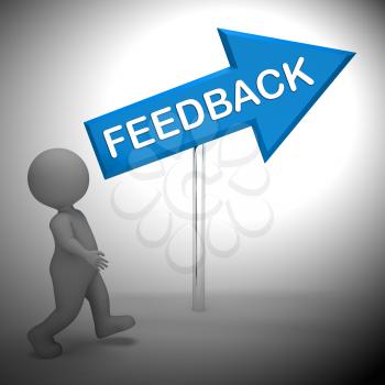 Feedback Arrow Sign Shows Opinion Evaluation 3d Rendering