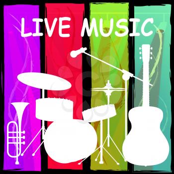 Live Music Drum Kit Indicating Track Nightlife And Concert