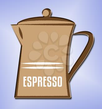 Espresso Coffee Jug Shows Hot Beverage And Caffeine