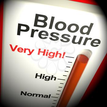 Very High Blood Pressure Thermometer Shows Hypertension 3d Rendering