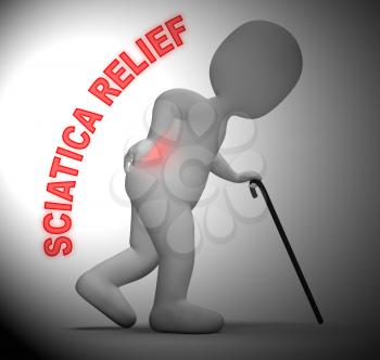 Sciatica Relief Character Meaning Spinal Pain Easing 3d Rendering
