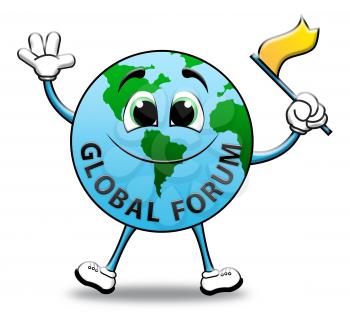 Global Forum Globe Character Means Social Media 3d Illustration