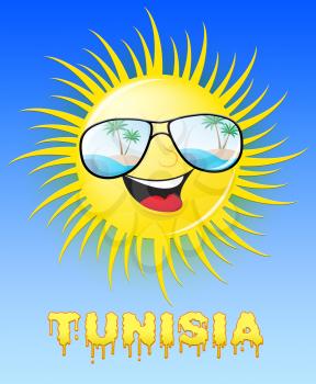 Tunisia Sun With Glasses Smiling Means Sunny 3d Illustration