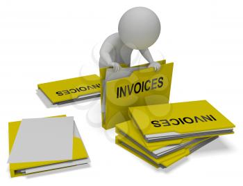 Invoices Character And Folders Meaning Due Bills 3d Rendering