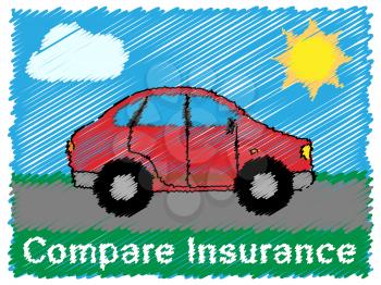 Compare Insurance Road Sketch Means Car Policy 3d Illustration