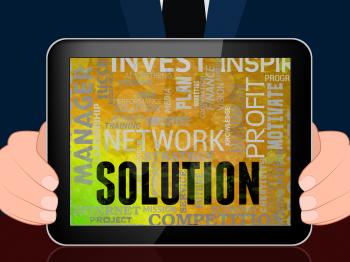 Solution Icons Tablet Representing Solving Successful And Success 3d Illustration