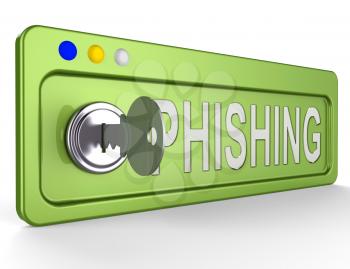 Phishing Lock And Key Represents Theft Hackers 3d Illustration