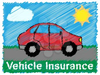 Vehicle Insurance Road Sketch Showing Car Policy 3d Illustration