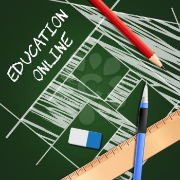 Education Online Equipment Meaning Internet Learning 3d Illustration