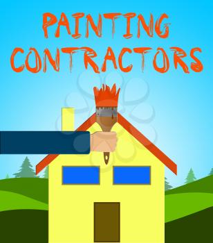 Painting Contractors Paintbrush Shows Paint Contract 3d Illustration