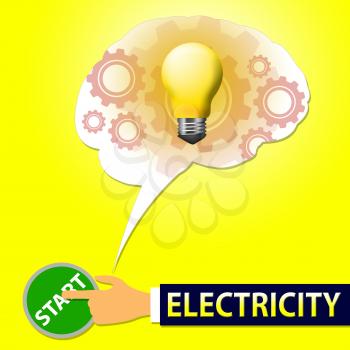 Electricity Lightbulb Means Power Source 3d Illustration