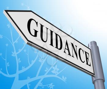 Guidance Road Sign Means Advice And Support 3d Illustration