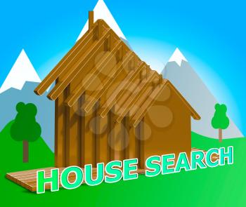House Search Houses Means Housing Finder 3d Illustration
