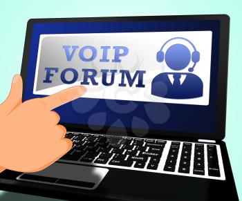 Voip Forum Laptop Means Internet Voice 3d Illustration