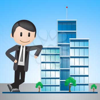 Office Buildings Man Displaying Corporate Cityscape 3d Illustration