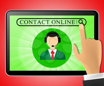 Contact Online Tablet Represents Customer Service 3d Illustration