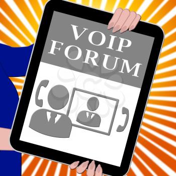 Voip Forum Tablet Showing Internet Voice 3d Illustration
