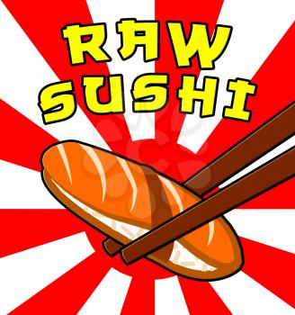 Raw Sushi Showing Japan Cuisine 3d Illustration