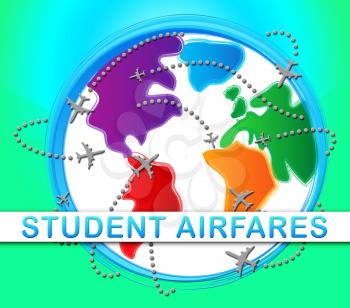 Student Airfares Globe Indicating Jet Transportation 3d Illustration