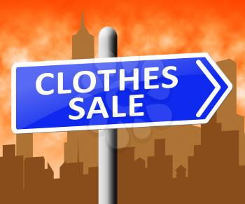 Clothes Sale Sign Showing Cheap Fashion 3d Illustration