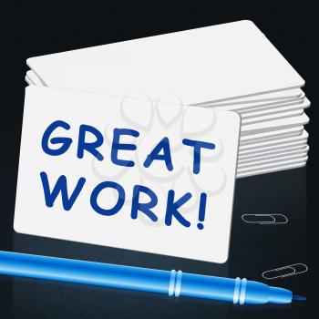 Great Work Card Showings Awesome Work 3d Illustration