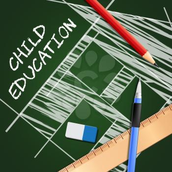 Child Education Equipment Showing Kids School 3d Illustration