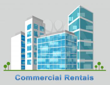 Commercial Rentals Downtown Describes Real Estate 3d Illustration