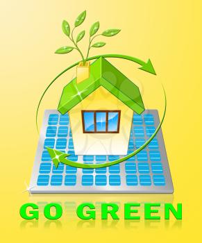 Go Green House Displays Ecology Friendly 3d Illustration