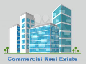 Commercial Real Estate Downtown Representing Properties 3d Illustration