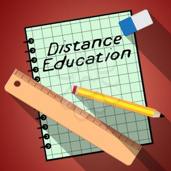 Distance Education Notebook Represents Correspondence Course 3d Illustration