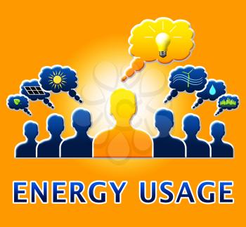 Energy Usage People Showing Electric Power 3d Illustration