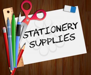Stationery Supplies Paper Showing School Materials 3d Illustration